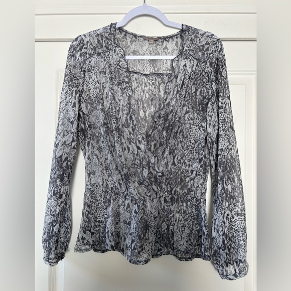 GUESS Sheer Snake Print Blouse - Picture 2 of 5